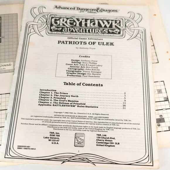 Greyhawk Patriots of Ulek Advanced Dungeons & Dragons Adventure Module 9385 1992 - Picture 5 of 5